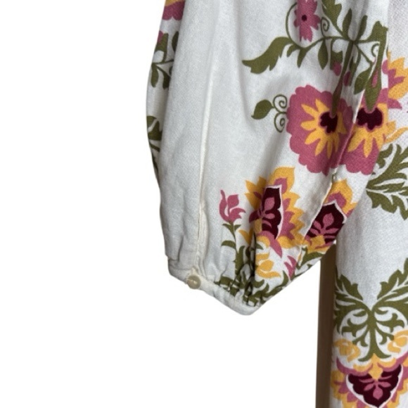 Zara Ecru Floral Midi Dress Small - Picture 13 of 14